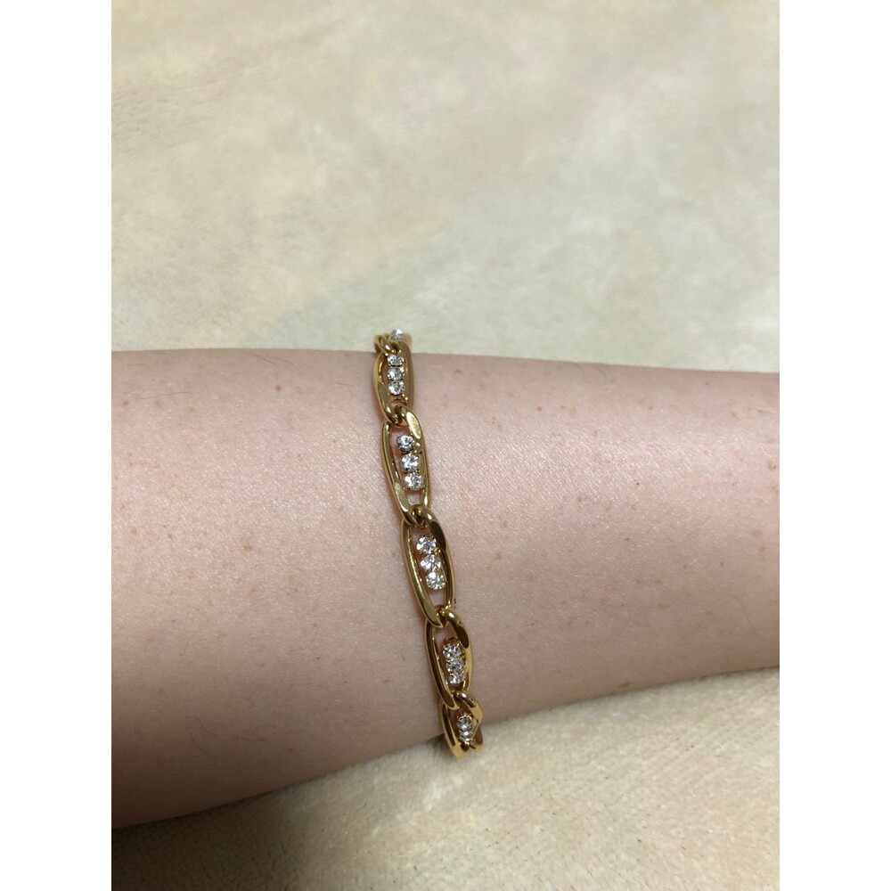 Gold-Tone Crystal Link Tennis Bracelet 7.5”